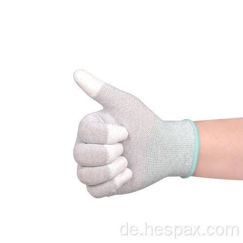 Hespax Fingerspitzen tauchte PU -Kohlefaser -ESD -Handschuhe ein